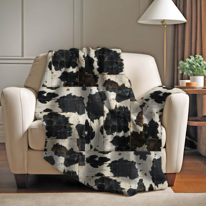 Black Wooden Cowhide Blanket