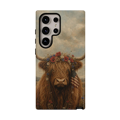 Patriotic Highland Cow Tough Case