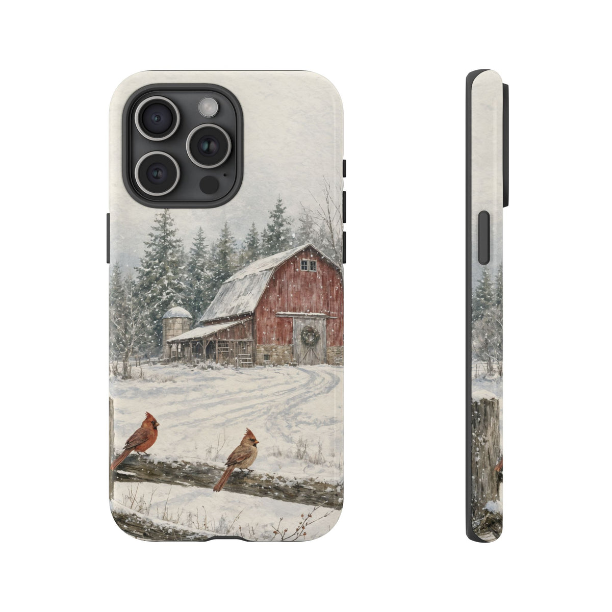 Snowy Red Barn Tough Case