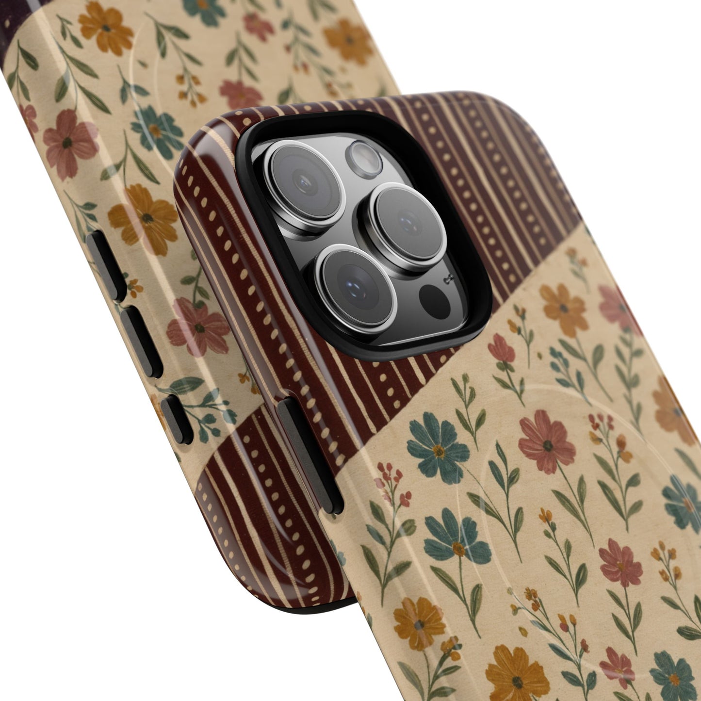 Fall Floral Stripe Magnetic Case