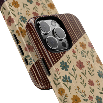 Fall Floral Stripe Magnetic Case