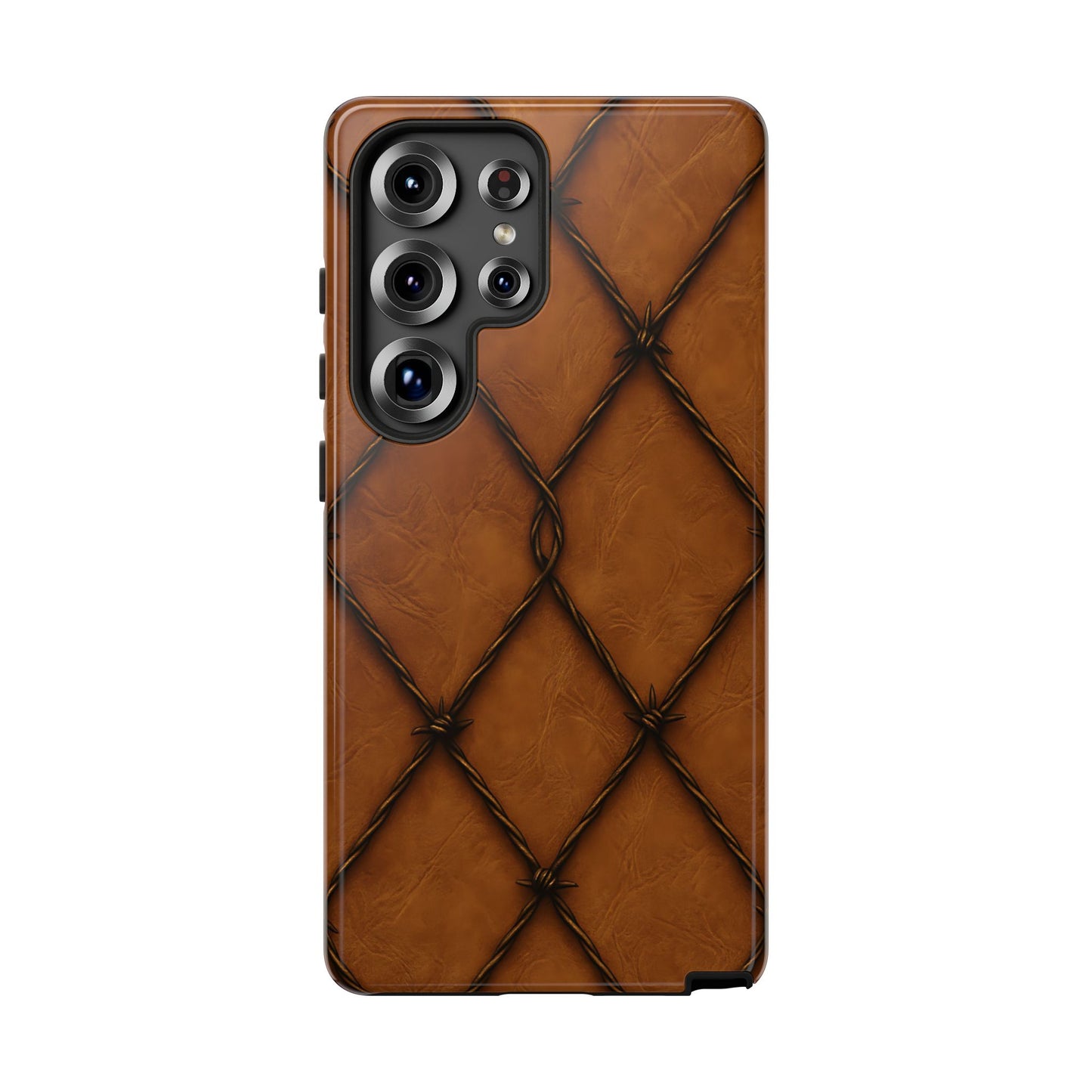Tan Barbed Wire Grid Tough Phone Case