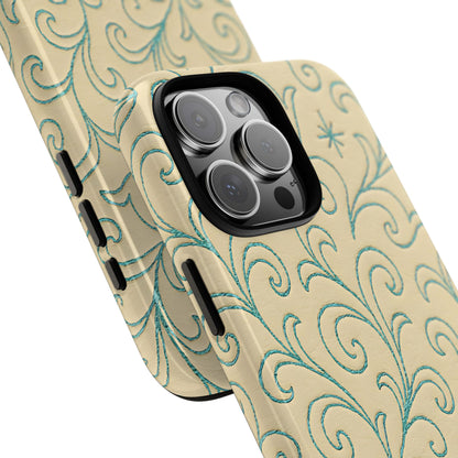 Cream + Turquoise Stitch Tough Case