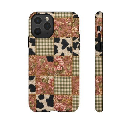 Cowhide Floral Quilt Tough Case