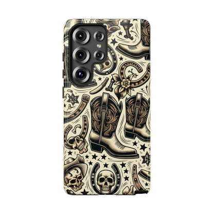 Skulls Boots Horseshoes Tough Phone Case