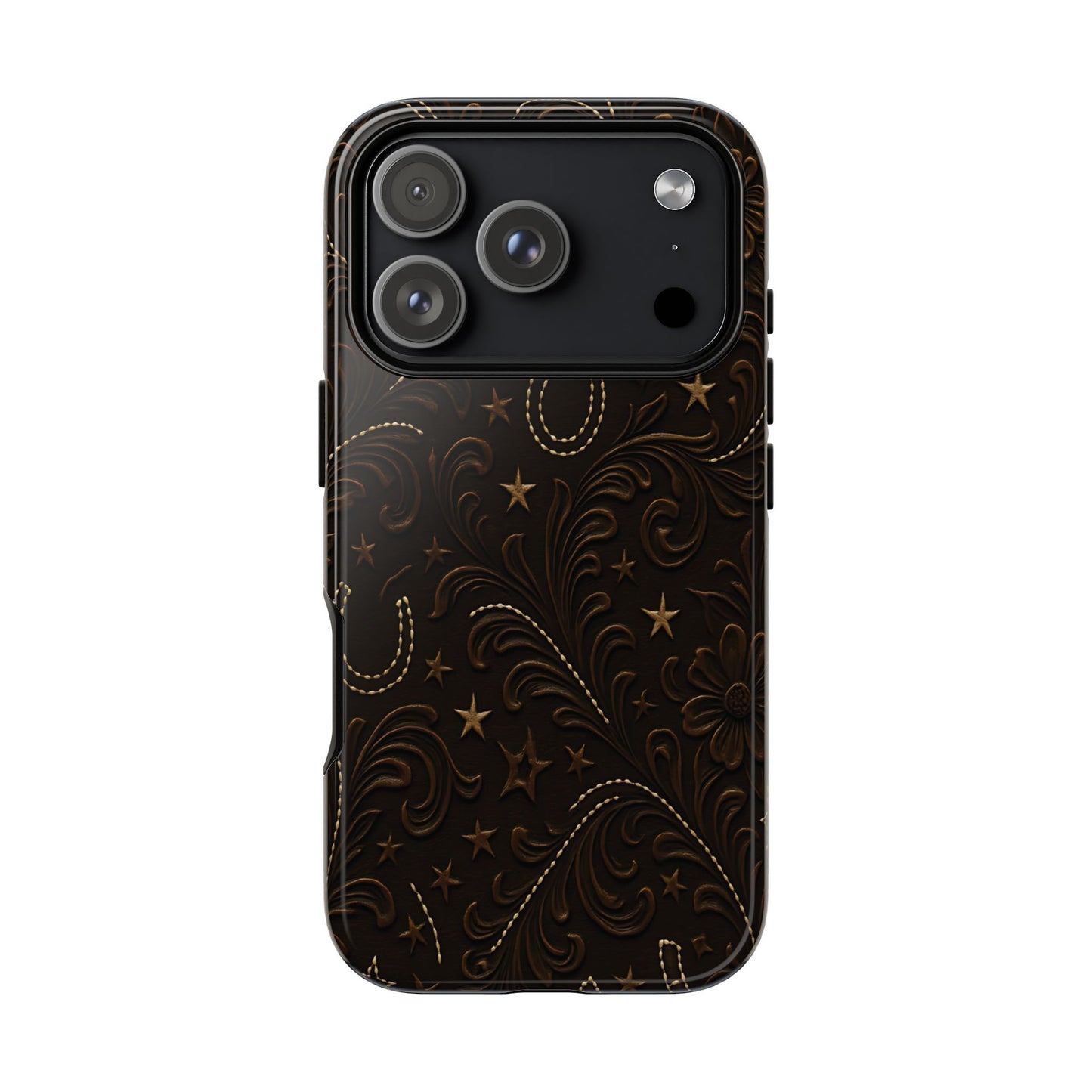 Dark Boot Stitch Horseshoe Scrolls Tough Case
