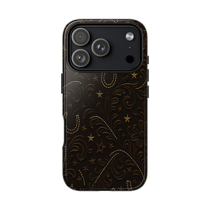 Dark Boot Stitch Horseshoe Scrolls Tough Case