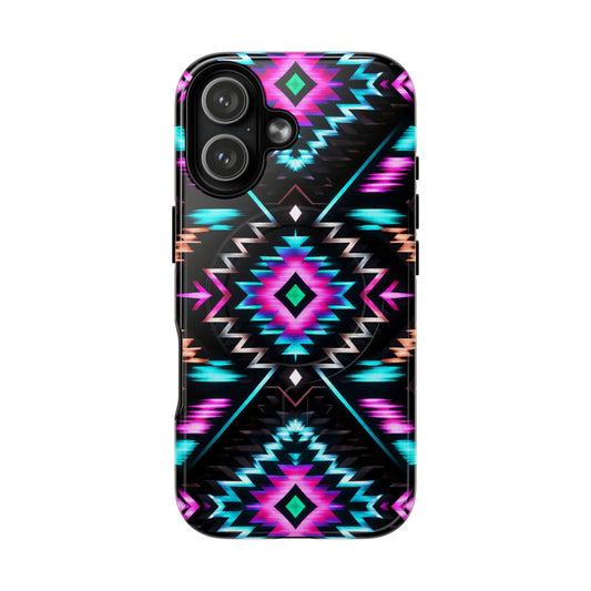 Black Neon Aztec Rug Magnetic Case