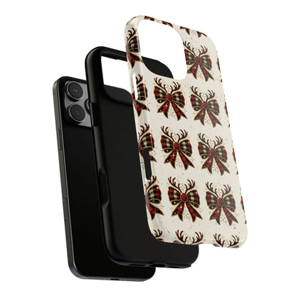 Christmas Antlers + Bows Tough Phone Case