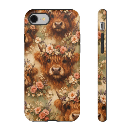 Floral Highland Cow Tough Case