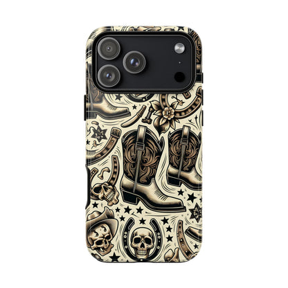 Skulls Boots Horseshoes Tough Phone Case