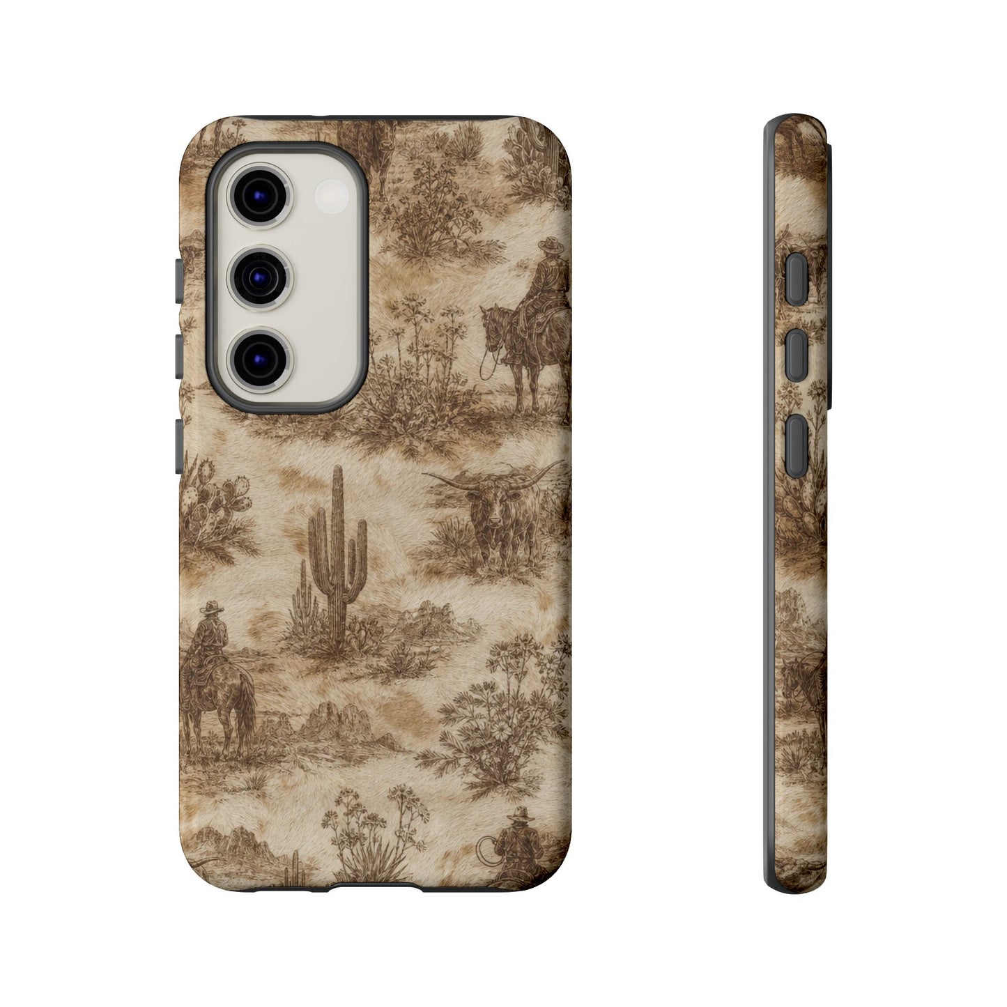 Ivory Cowhide Toile Tough Case
