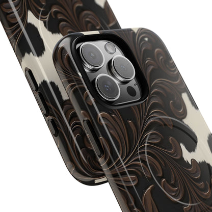 Faux Tooled Black Cowhide Magnetic Case