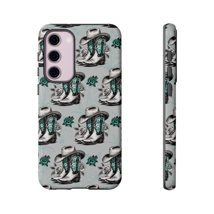 Teal Floral Boots Tough Case