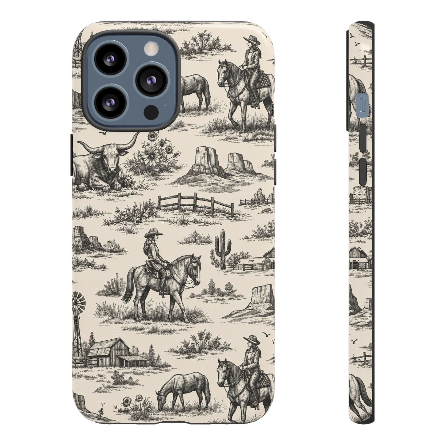 Western Toile Black Tough Case
