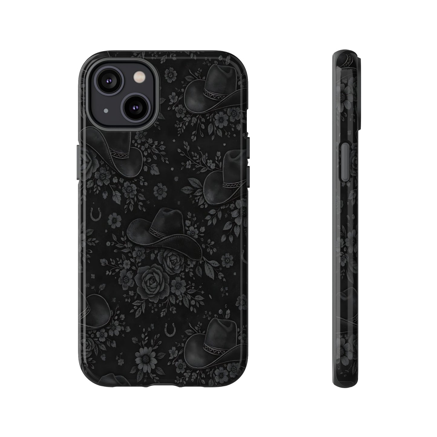 Western Noir Floral Hats Tough Case
