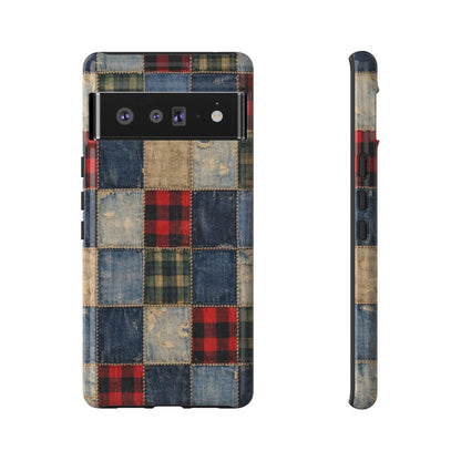Denim Plaid Patchwork Tough Case