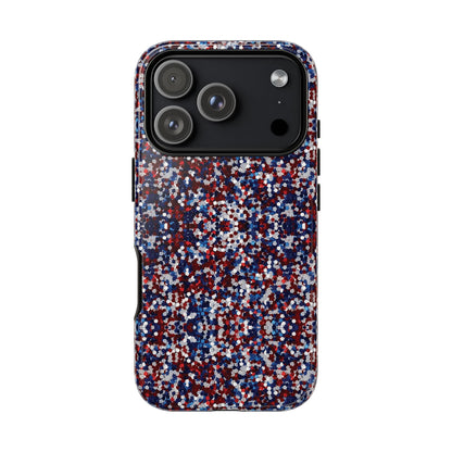 Red White Blue Glitter Tough Phone Case