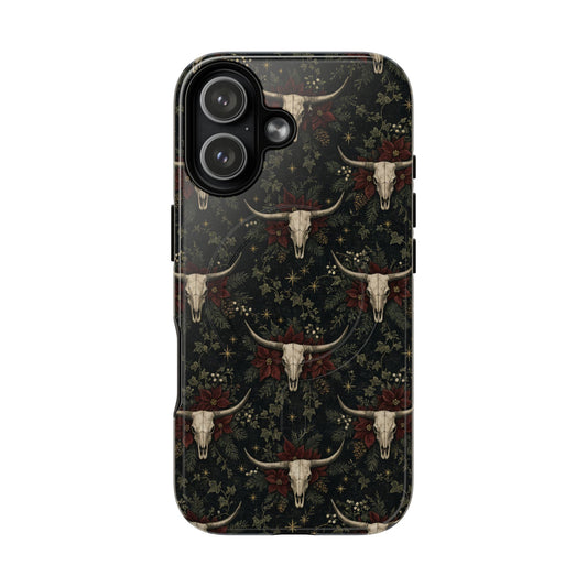 Midnight Skull Poinsettia Magnetic Case