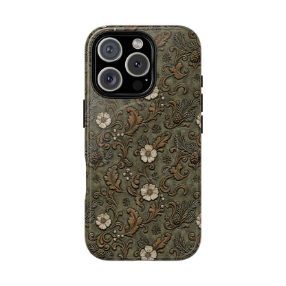 Sage Tooled Roses Magnetic Case