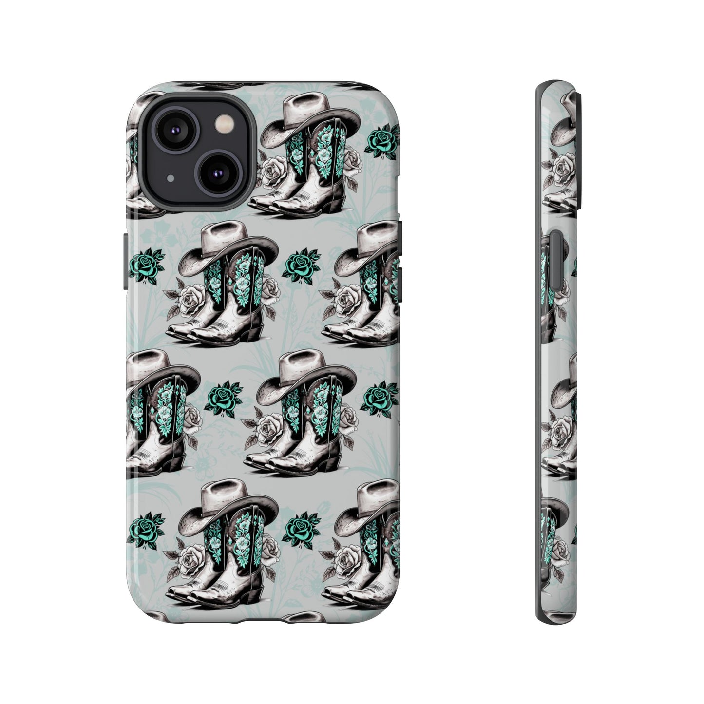 Teal Floral Boots Tough Case