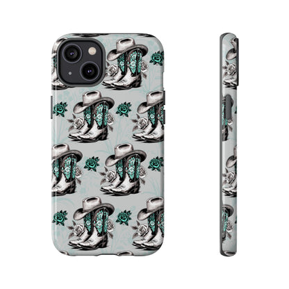 Teal Floral Boots Tough Case