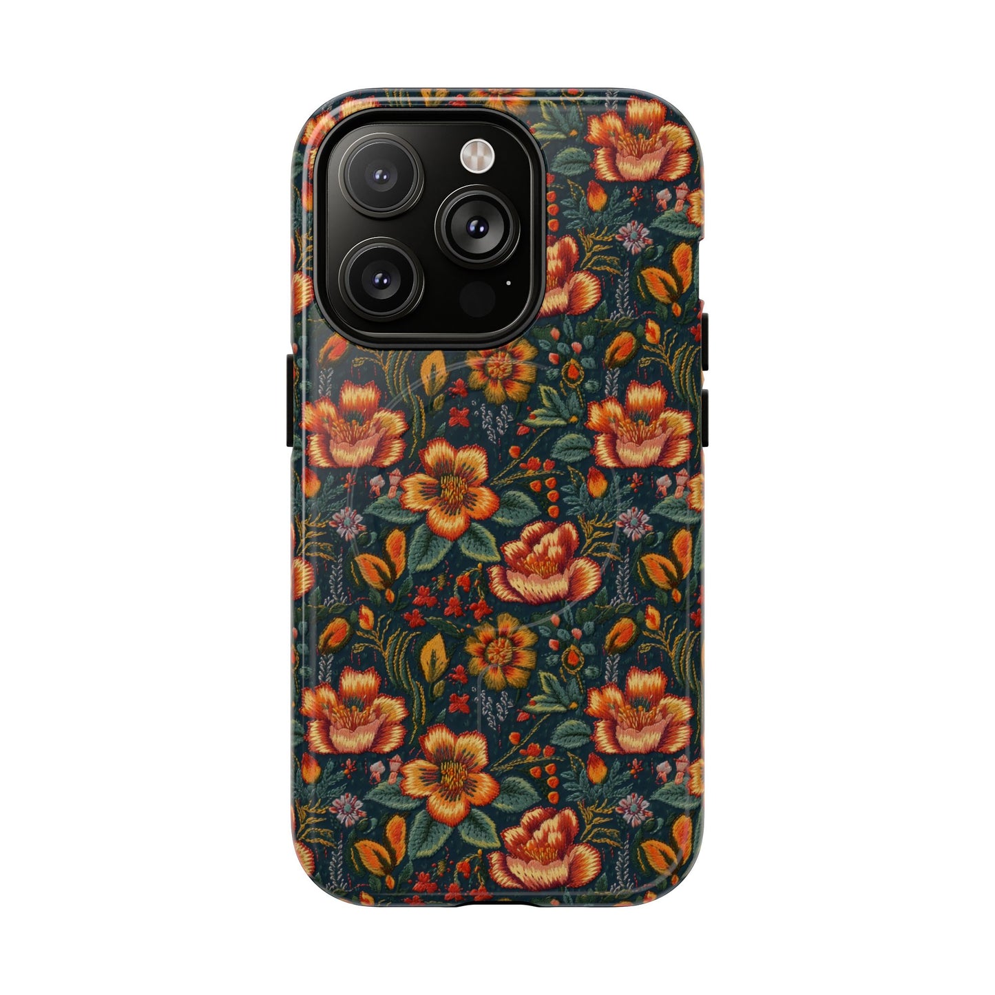 Embroidered Flowers Magnetic Case