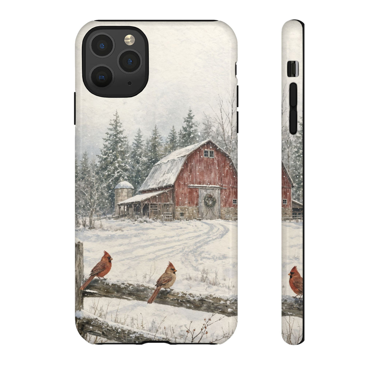 Snowy Red Barn Tough Case