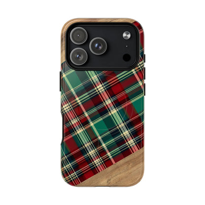 Country Christmas Plaid and Wood Magnetic Case