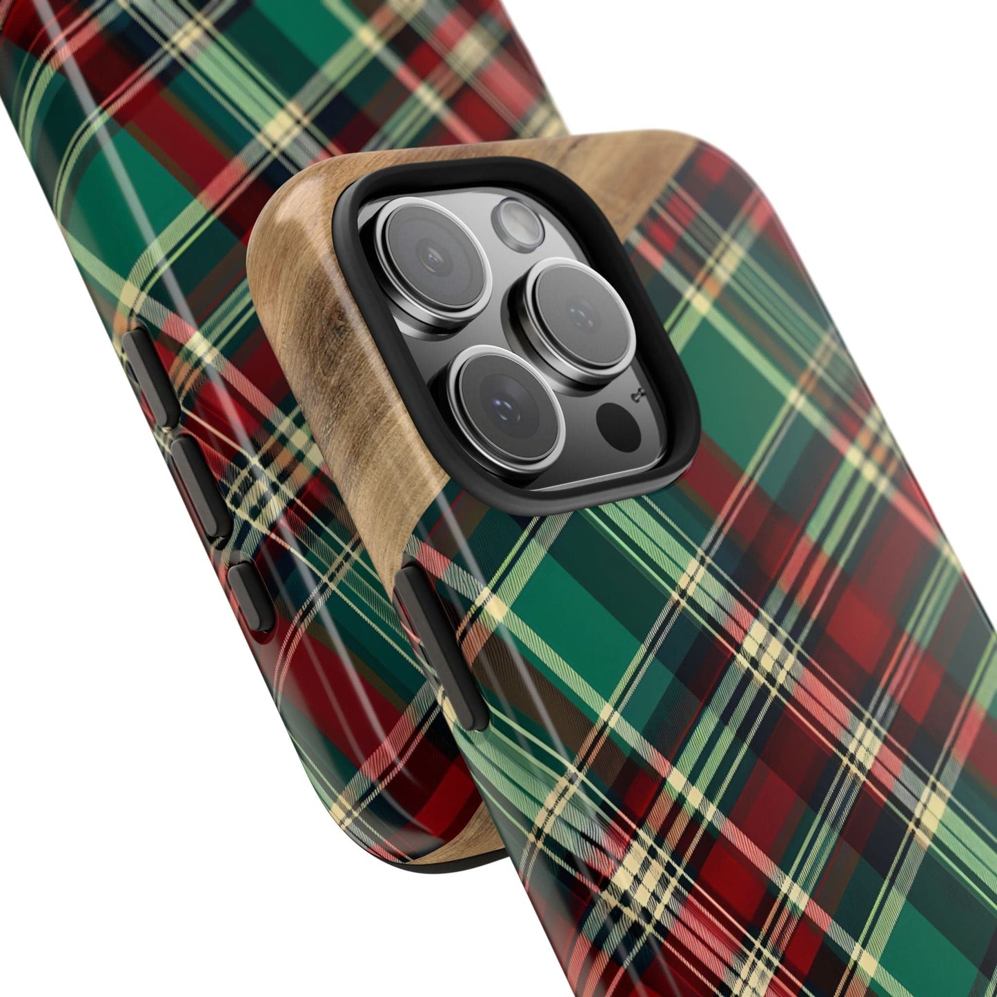 Country Christmas Plaid and Wood Phone Case