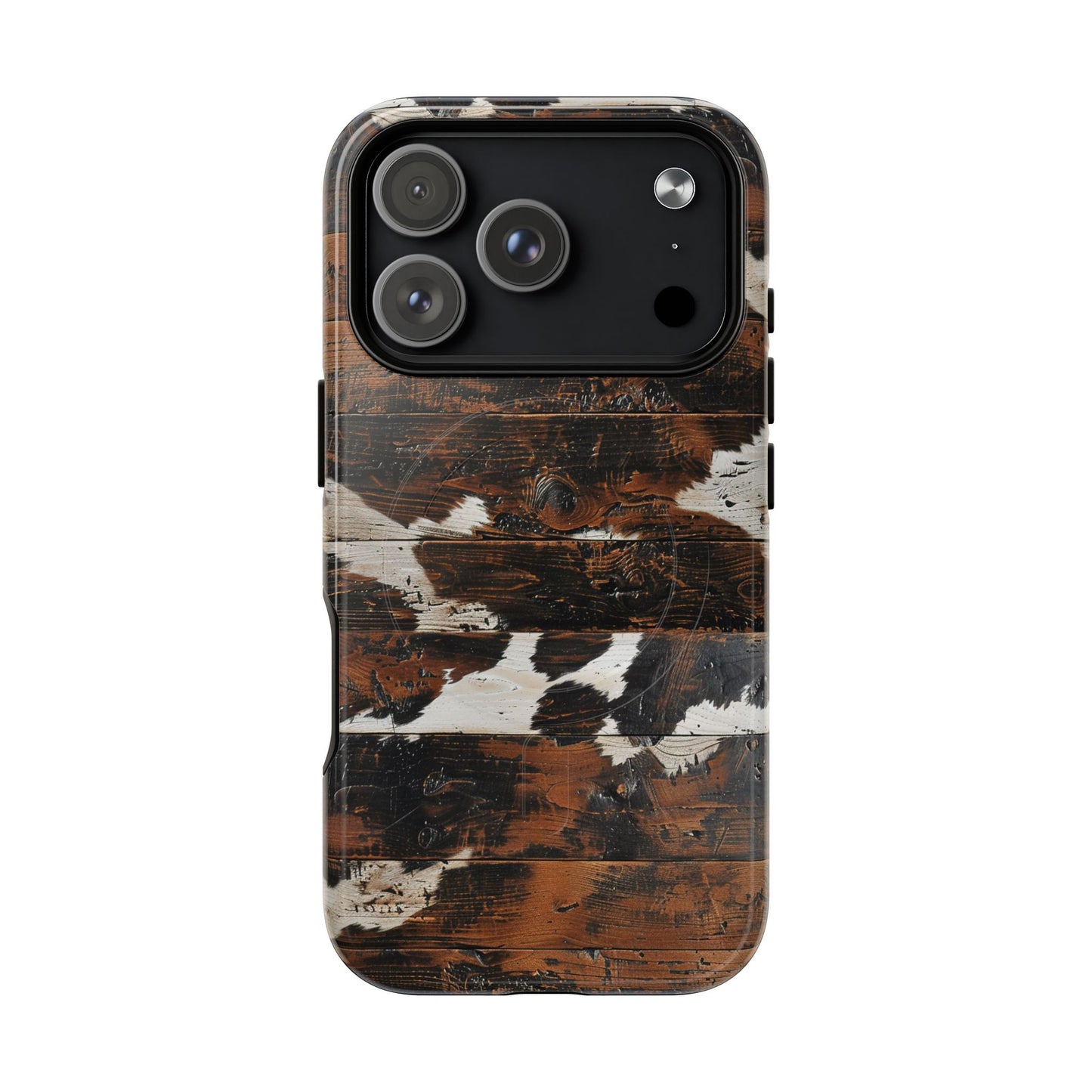 Wooden Cowhide Bull Skull Magnetic Case