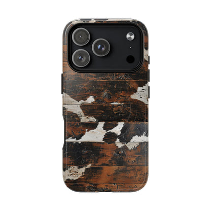 Wooden Cowhide Bull Skull Magnetic Case