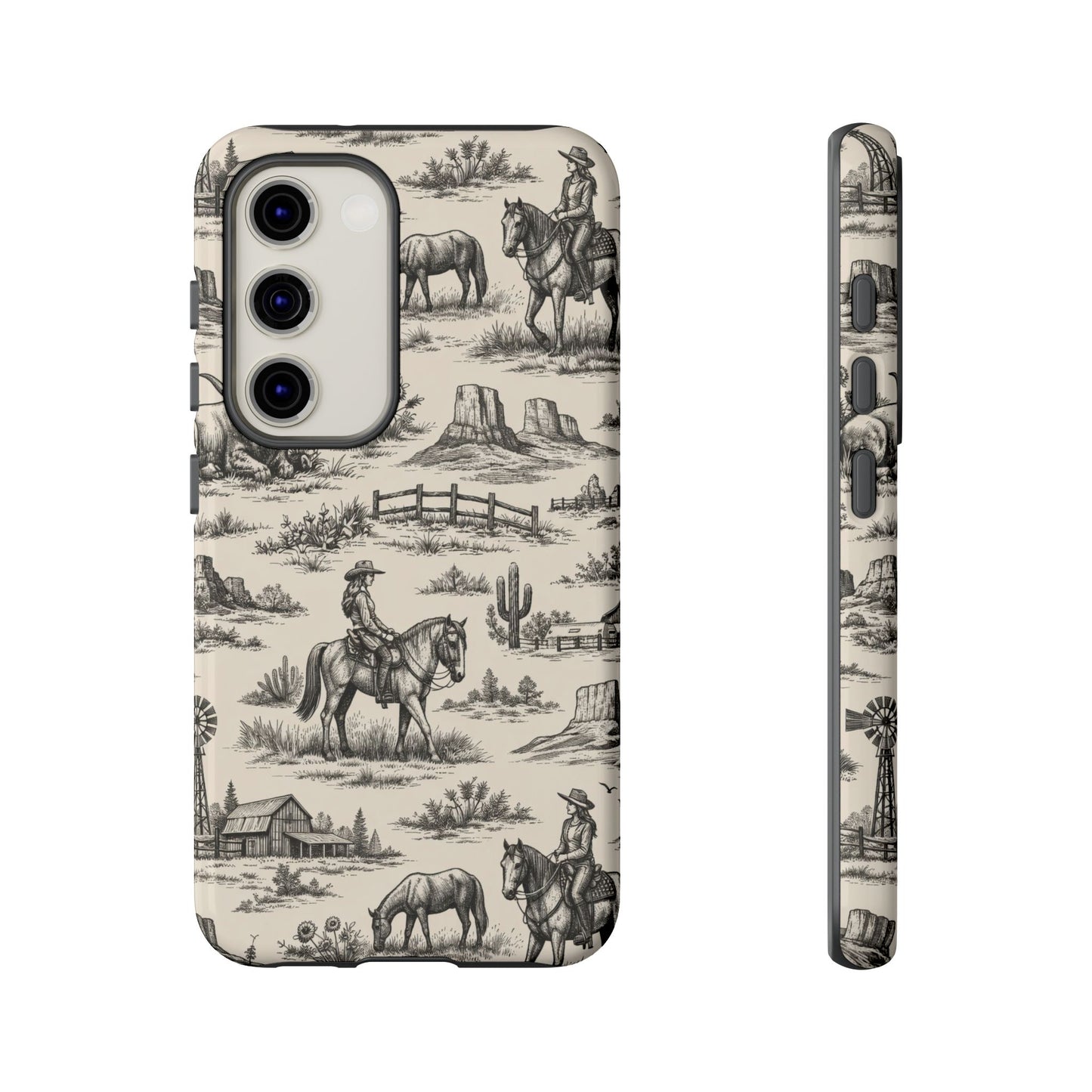 Western Toile Black Tough Case