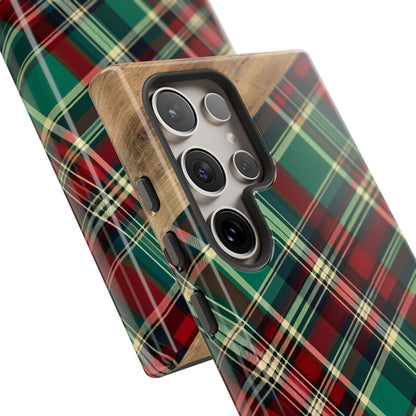 Country Christmas Plaid and Wood Phone Case