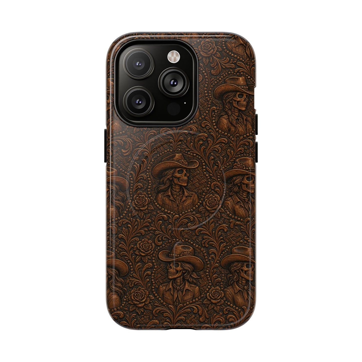 Tooled Skeleton Cowgirl Magnetic Case