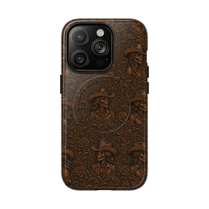 Tooled Skeleton Cowgirl Magnetic Case