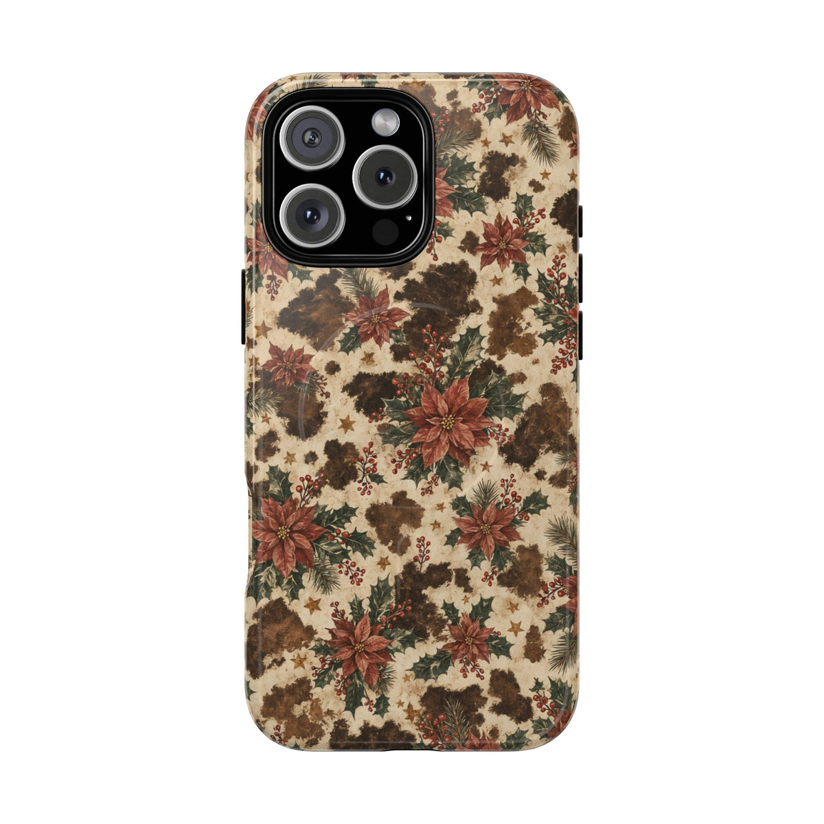 Cowhide Poinsettia Magnetic Case