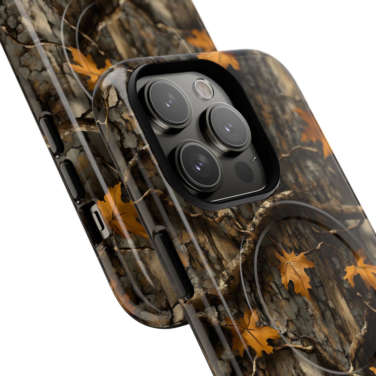 Orange Leaf Tree Camo Magnetic Case
