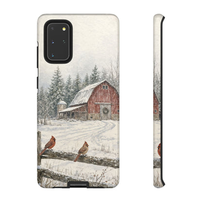 Snowy Red Barn Tough Case