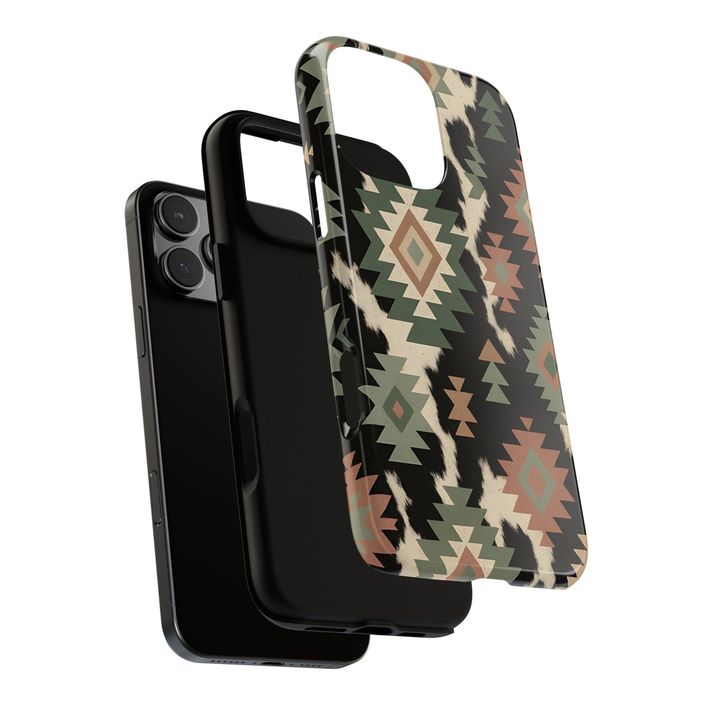 Sage Aztec + Cowhide Tough Phone Case