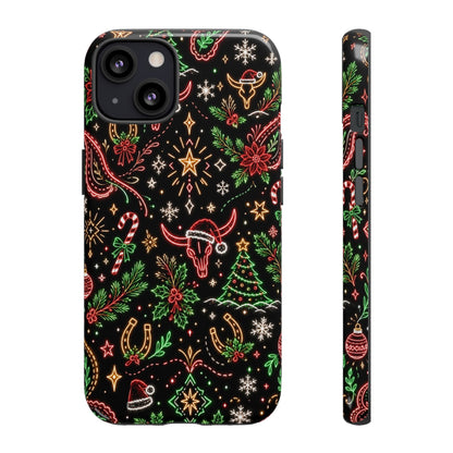 Neon Christmas Skulls Tough Case