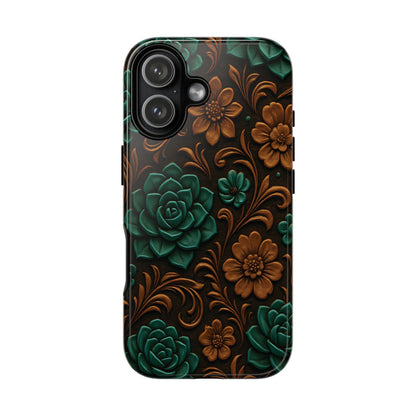 Faux Tooled Succulents Tough Phone Case