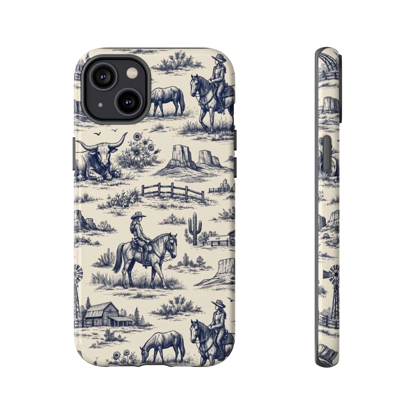 Western Toile Navy Tough Case