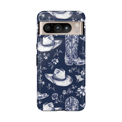 Navy Floral Boots Phone Case