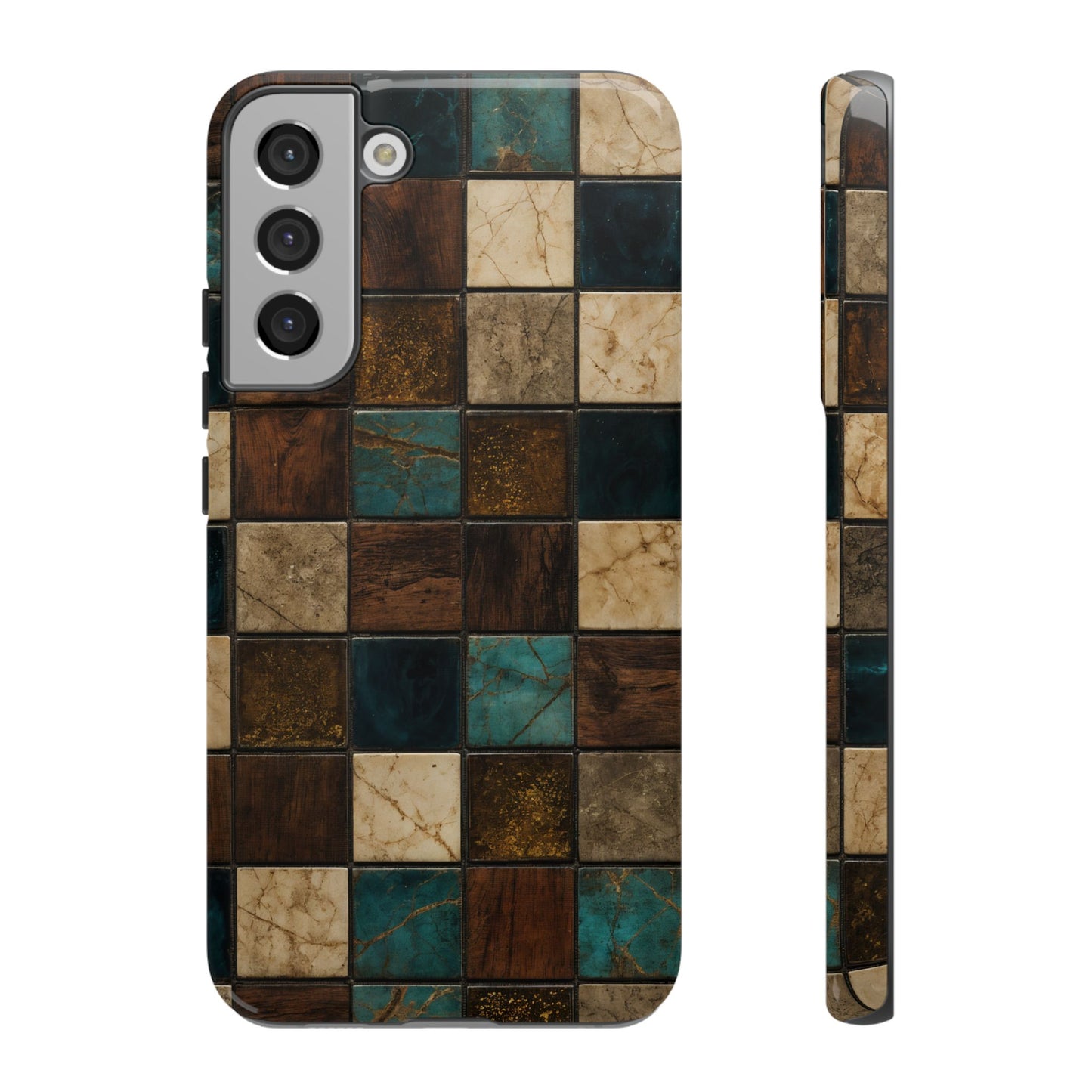 Teal Walnut Tile Tough Case