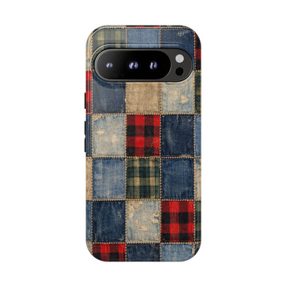 Denim Plaid Patchwork Tough Case