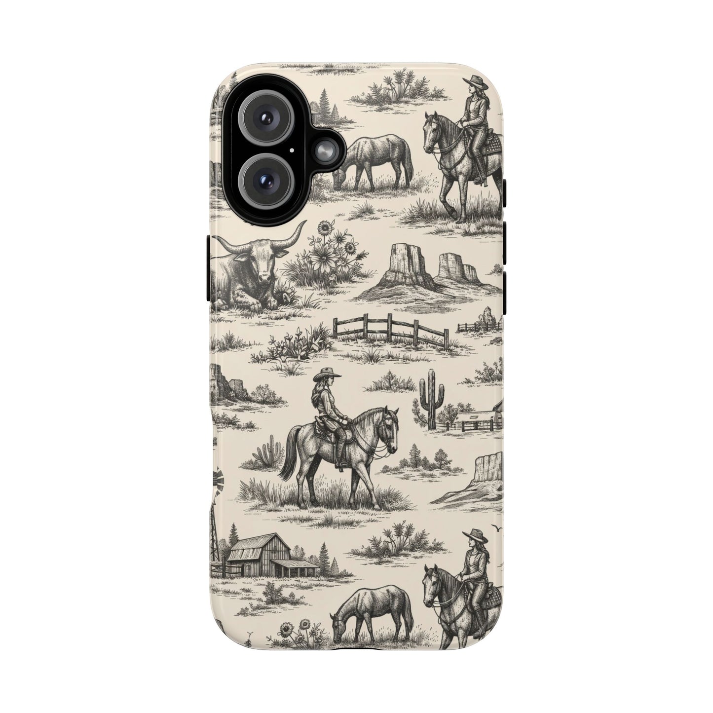 Western Toile Black Tough Case