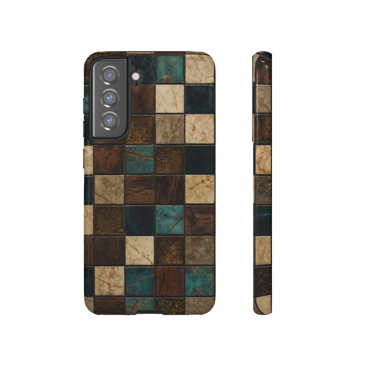 Teal Walnut Tile Tough Case