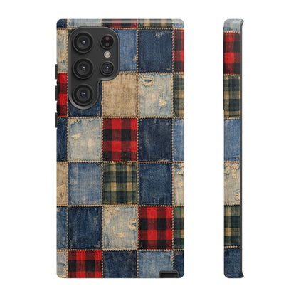 Denim Plaid Patchwork Tough Case