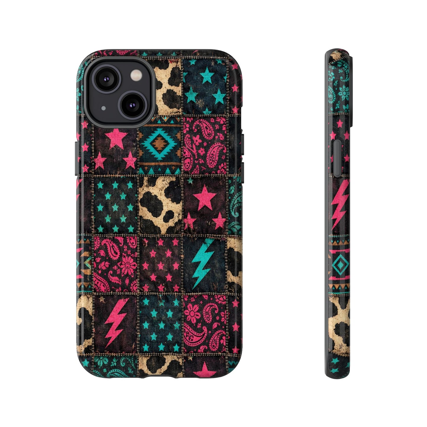 Neon Cowhide Patchwork Tough Case